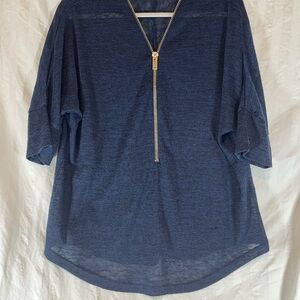 Say What? Deep Blue Zippered Blouse